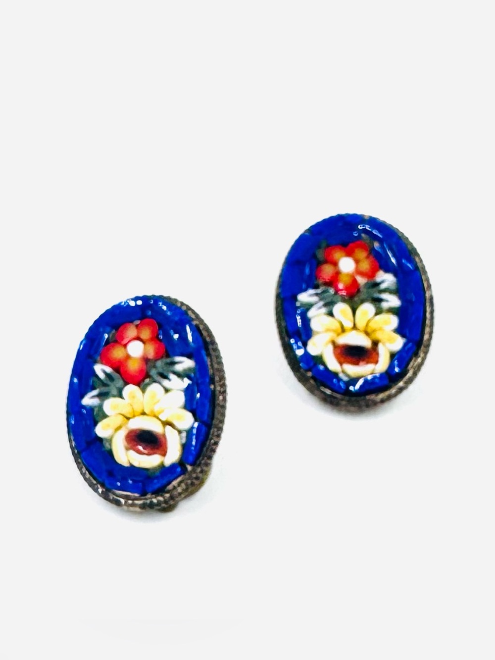Signed 1920’s Vintage Italian Micromosaic Earrings